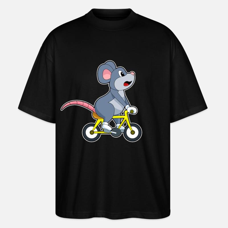 Souris avec vélo - T-shirt bio Blaster 2.0 coupe oversize Stanley/Stella Unisexe - noir