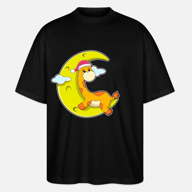 Giraffe sleeping with moon - Stanley/Stella Oversized Unisex Organic T-shirt Blaster 2.0 - black