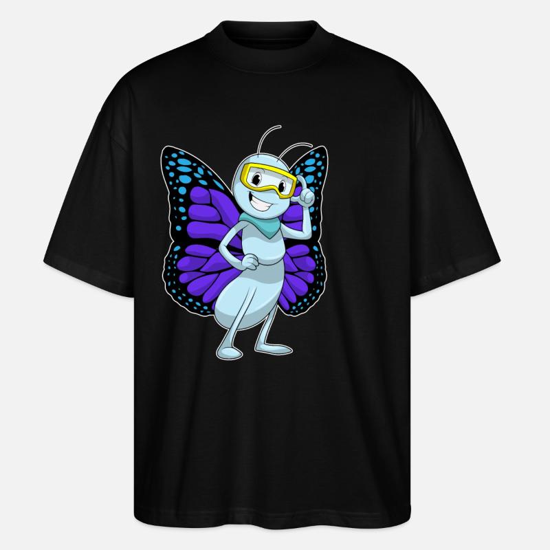 Papillon avec lunettes - T-shirt bio Blaster 2.0 coupe oversize Stanley/Stella Unisexe - noir
