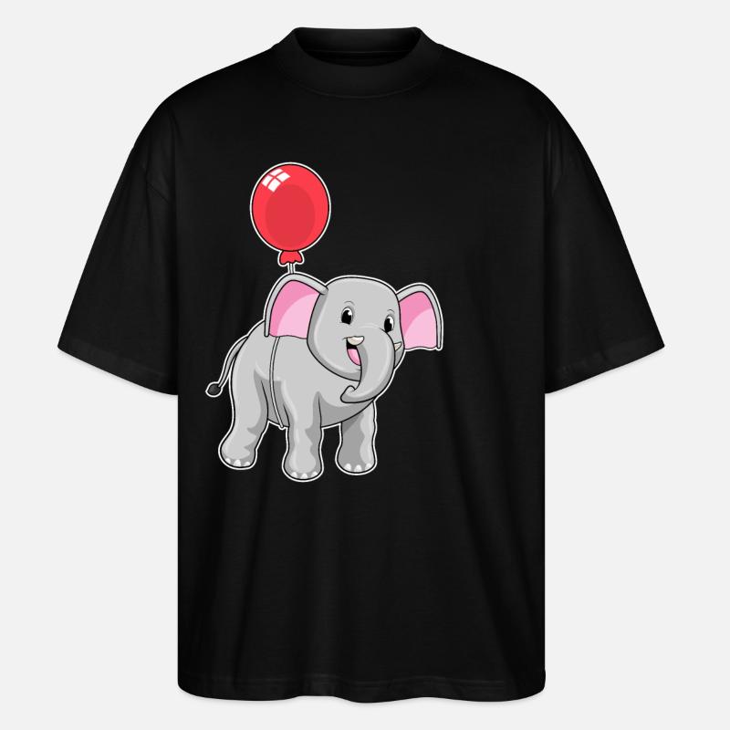 Elefant mit Luftballon - Stanley/Stella Oversized Unisex Bio T-Shirt Blaster 2.0 - Schwarz