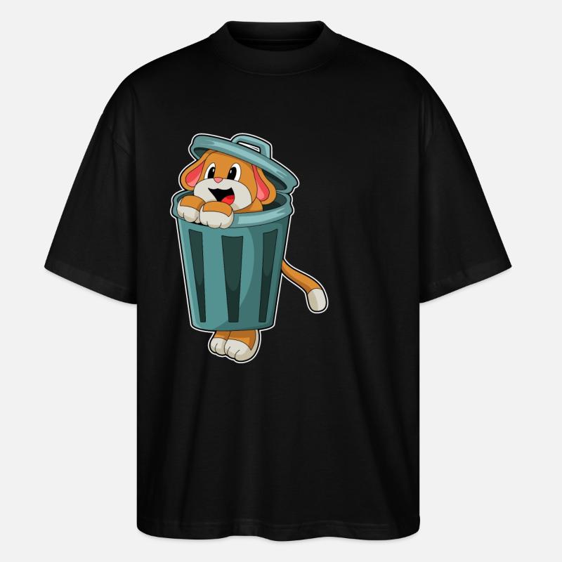 Hund mit Mülleimer - Stanley/Stella Oversized Unisex Bio T-Shirt Blaster 2.0 - Schwarz