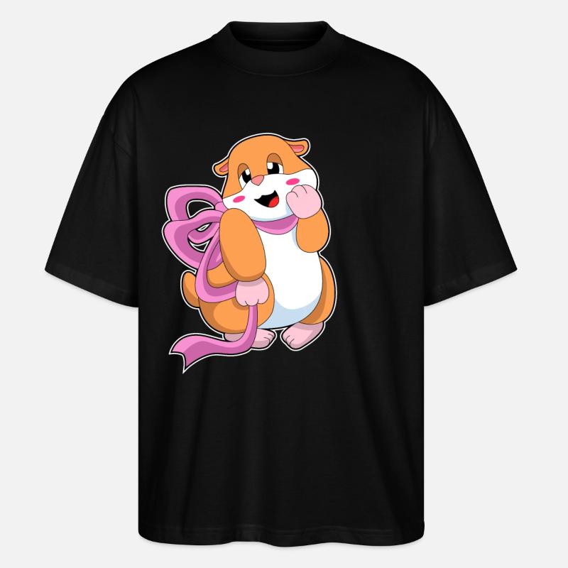 Hamster with bow - Stanley/Stella Oversized Unisex Organic T-shirt Blaster 2.0 - black