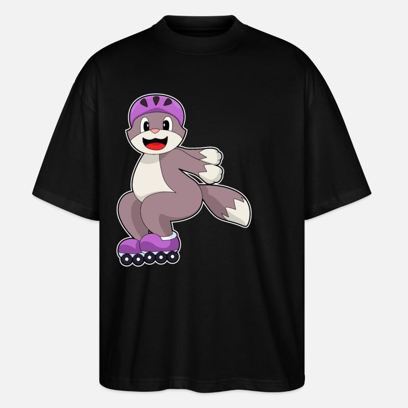 Katze mit Rollschuhe - Stanley/Stella Oversized Unisex Bio T-Shirt Blaster 2.0 - Schwarz