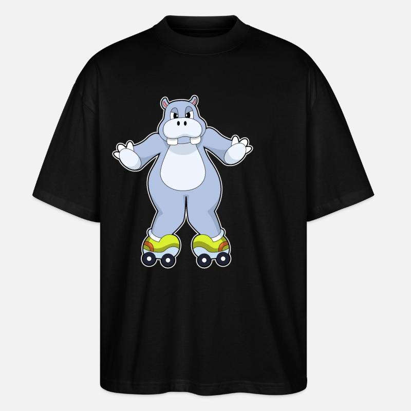 Nilpferd mit Rollschuhe - Stanley/Stella Oversized Unisex Bio T-Shirt Blaster 2.0 - Schwarz