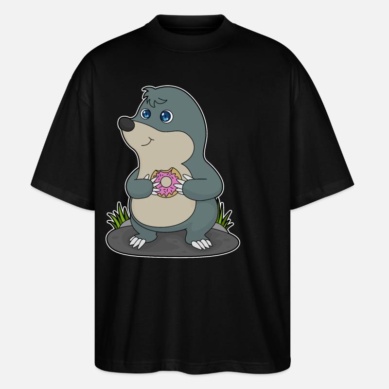 Mole with donut - Stanley/Stella Oversized Unisex Organic T-shirt Blaster 2.0 - black