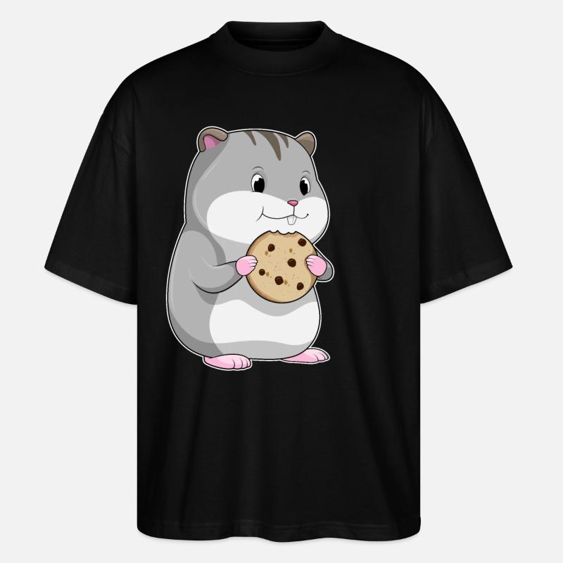 Hamster with biscuit - Stanley/Stella Oversized Unisex Organic T-shirt Blaster 2.0 - black