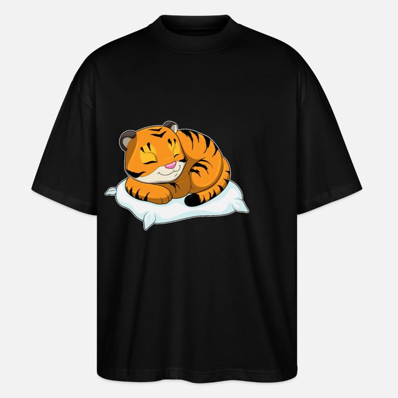 Tiger sleeping with pillows - Stanley/Stella Oversized Unisex Organic T-shirt Blaster 2.0 - black