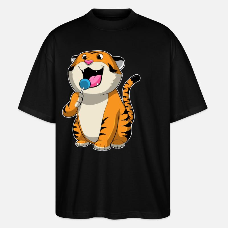 Tiger with lollipop - Stanley/Stella Oversized Unisex Organic T-shirt Blaster 2.0 - black