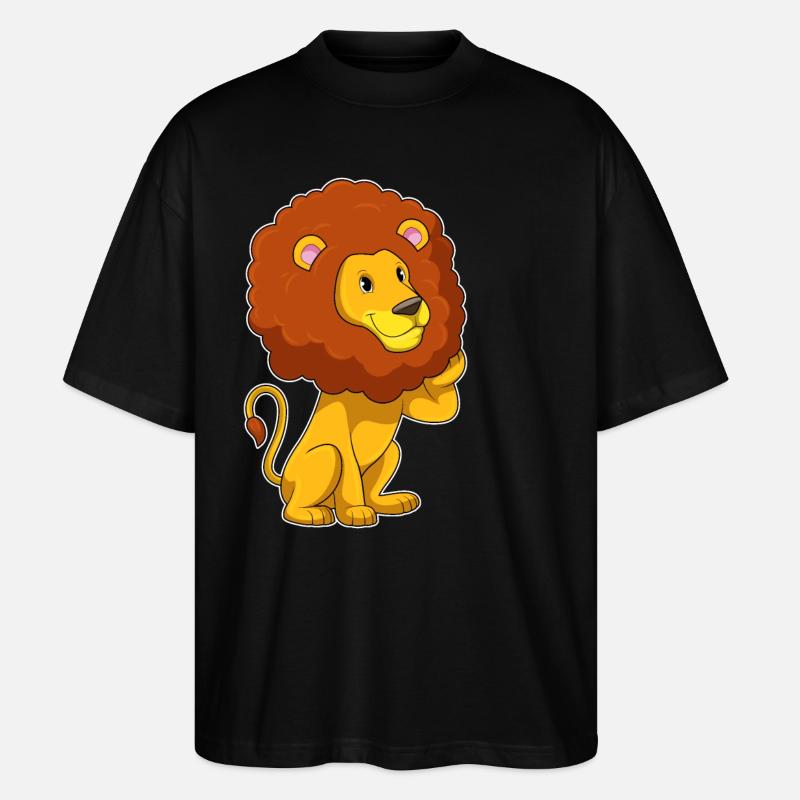 Lion avec boucles - T-shirt bio Blaster 2.0 coupe oversize Stanley/Stella Unisexe - noir