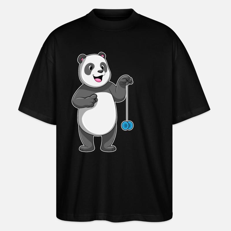 Panda mit Jojo - Stanley/Stella Oversized Unisex Bio T-Shirt Blaster 2.0 - Schwarz