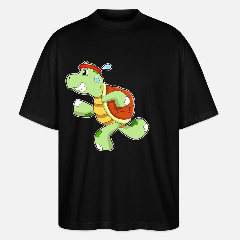 Turtle as jogger - Stanley/Stella Oversized Unisex Organic T-shirt Blaster 2.0 - black