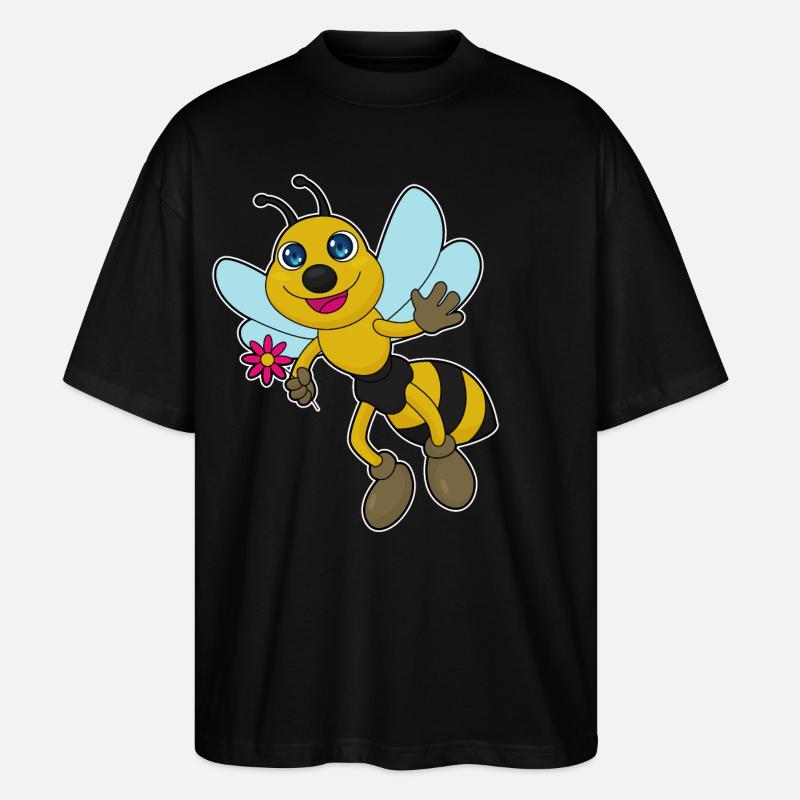 Bee with flower - Stanley/Stella Oversized Unisex Organic T-shirt Blaster 2.0 - black