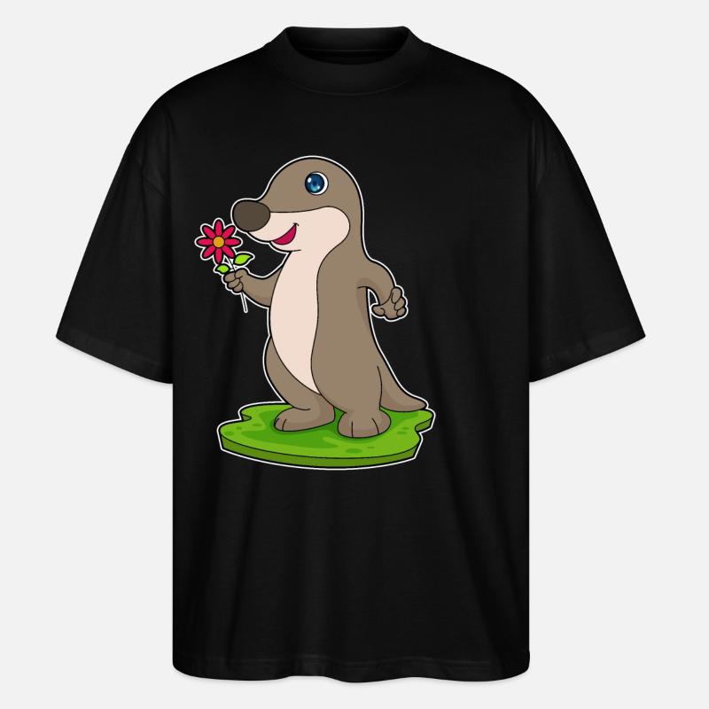 Loutre à fleur - T-shirt bio Blaster 2.0 coupe oversize Stanley/Stella Unisexe - noir