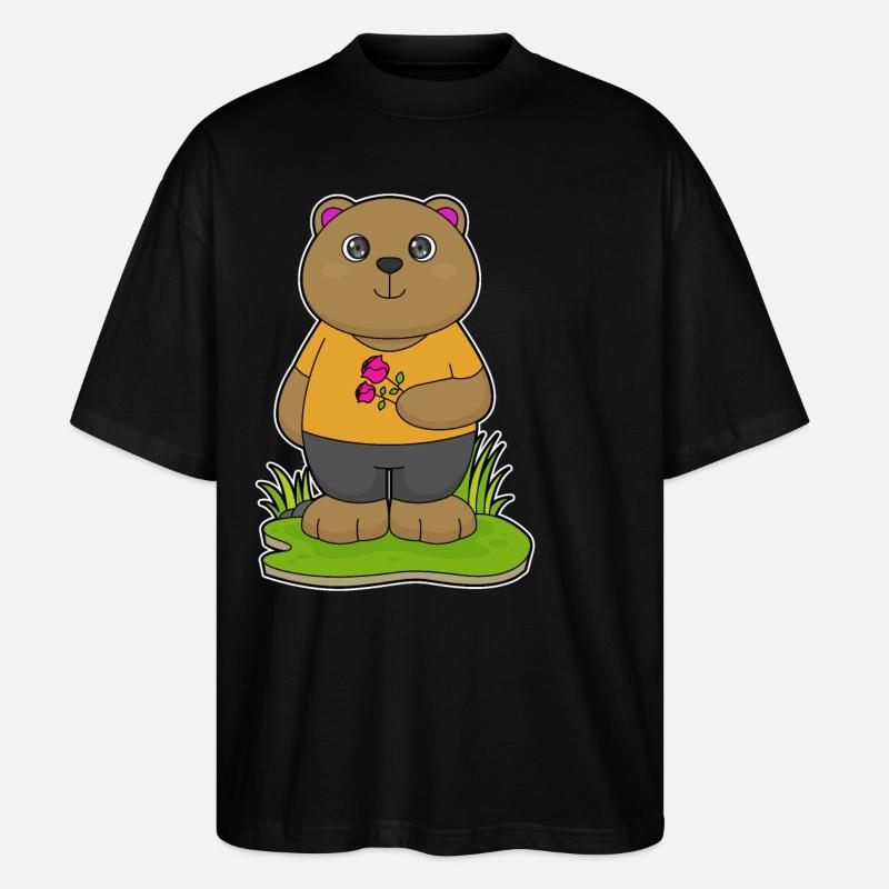 Bear with flowers - Stanley/Stella Oversized Unisex Organic T-shirt Blaster 2.0 - black