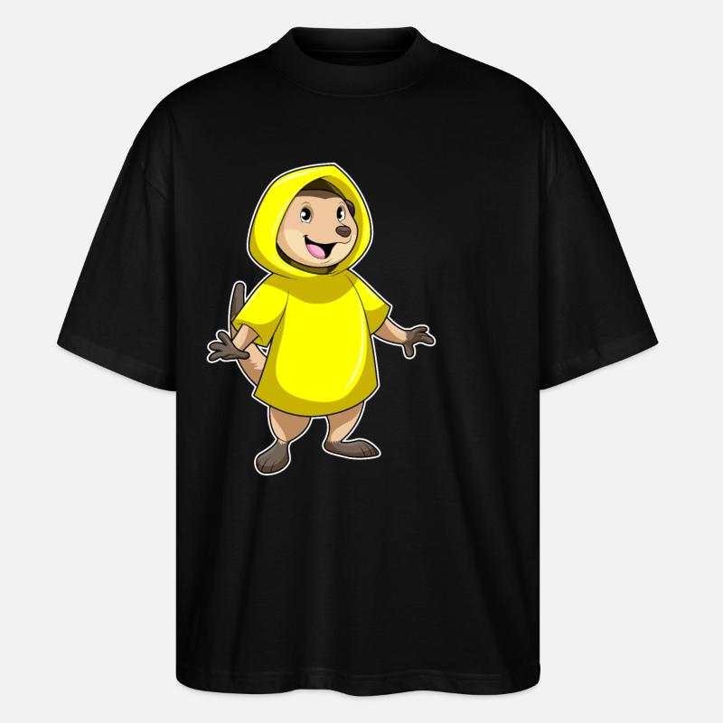 Erdmännchen mit Regenjacke - Stanley/Stella Oversized Unisex Bio T-Shirt Blaster 2.0 - Schwarz