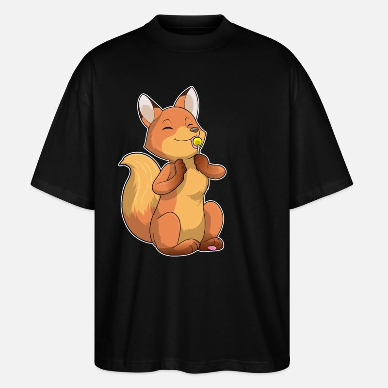 Fox with lollipop - Stanley/Stella Oversized Unisex Organic T-shirt Blaster 2.0 - black
