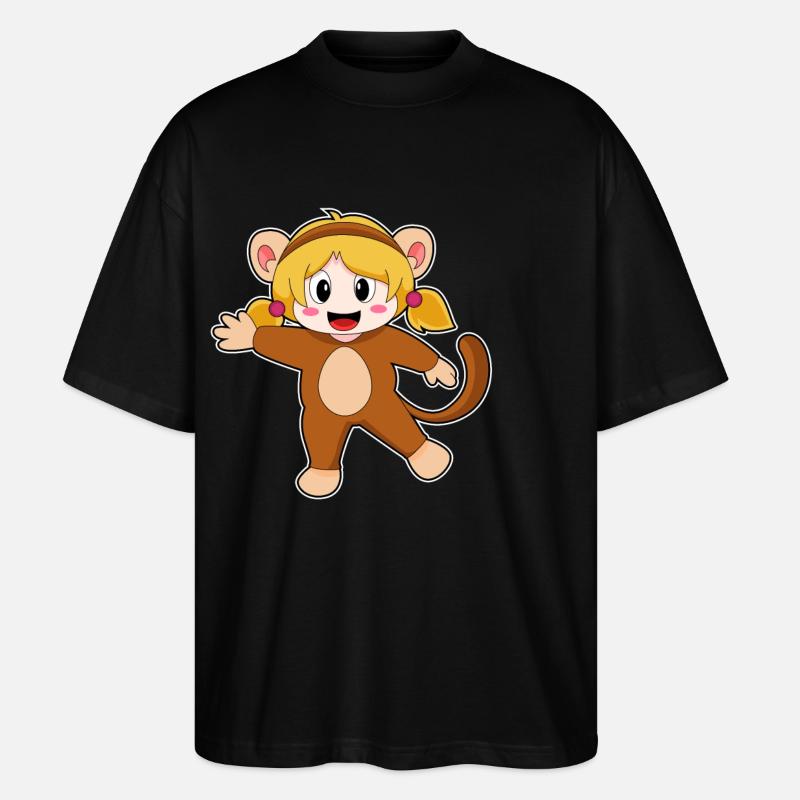 Fille déguisée en singe - T-shirt bio Blaster 2.0 coupe oversize Stanley/Stella Unisexe - noir