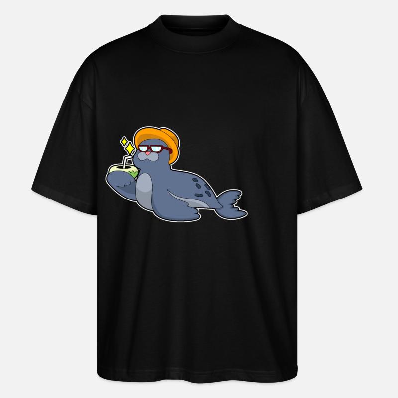 Seal with coconut - Stanley/Stella Oversized Unisex Organic T-shirt Blaster 2.0 - black