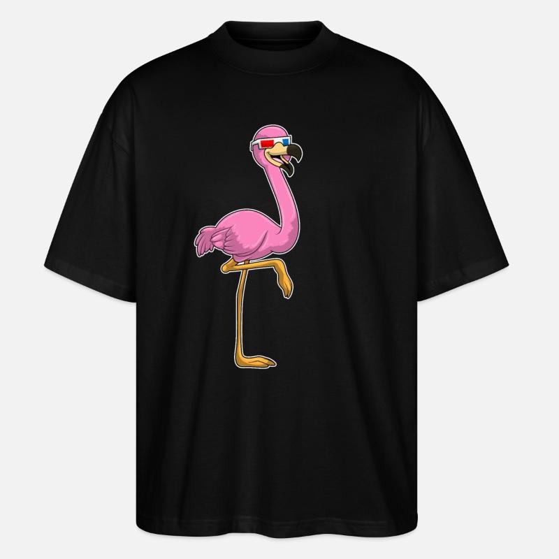 Flamingo mit Brille - Stanley/Stella Oversized Unisex Bio T-Shirt Blaster 2.0 - Schwarz
