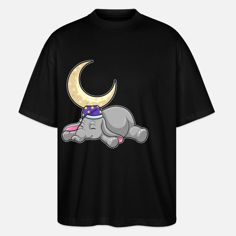 Elephant with moon - Stanley/Stella Oversized Unisex Organic T-shirt Blaster 2.0 - black