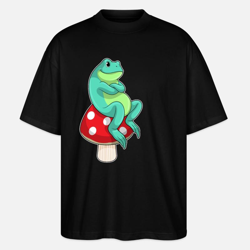 Grenouille au champignon - T-shirt bio Blaster 2.0 coupe oversize Stanley/Stella Unisexe - noir