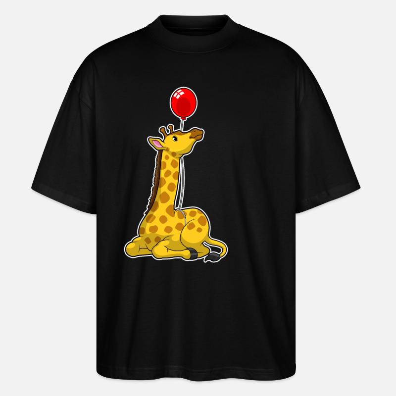 Giraffe with balloon - Stanley/Stella Oversized Unisex Organic T-shirt Blaster 2.0 - black
