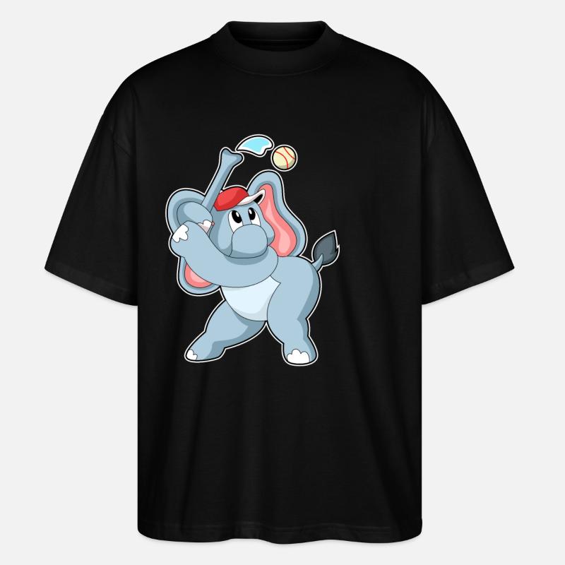 Éléphant jouant au baseball - T-shirt bio Blaster 2.0 coupe oversize Stanley/Stella Unisexe - noir