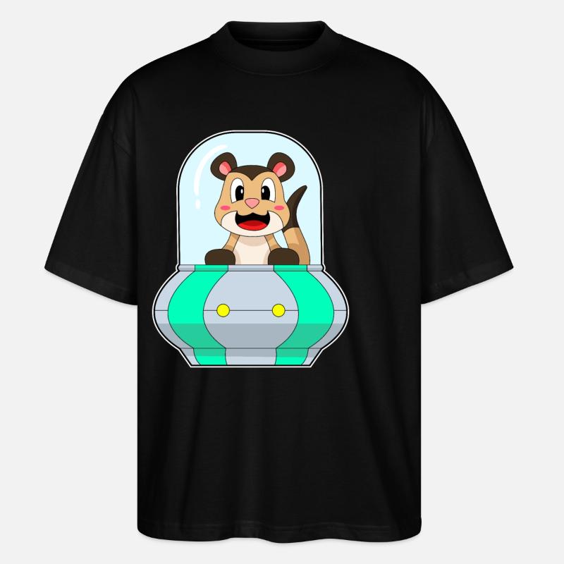 Erdmännchen mit Schiff - Stanley/Stella Oversized Unisex Bio T-Shirt Blaster 2.0 - Schwarz
