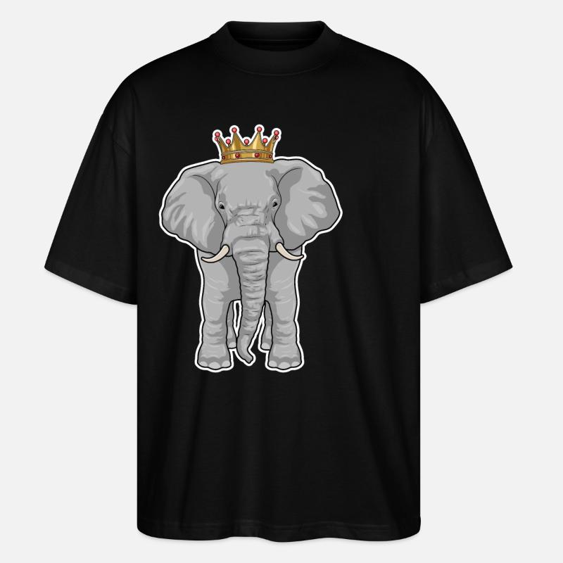 Elephant King Crown - Stanley/Stella Oversized Unisex Organic T-shirt Blaster 2.0 - black