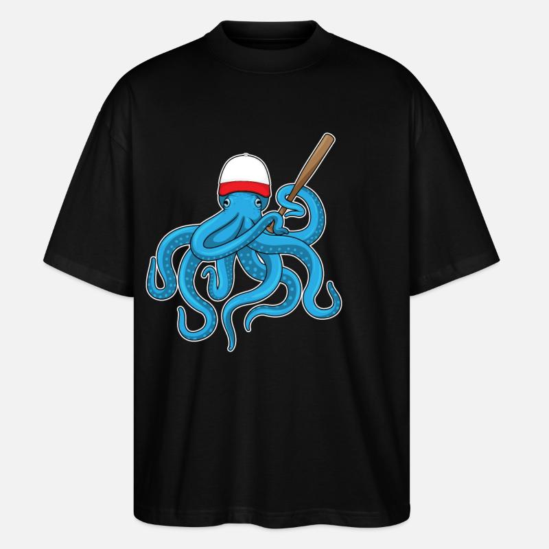 Octopus Baseball Bat Baseball - Stanley/Stella Oversized Unisex Organic T-shirt Blaster 2.0 - black