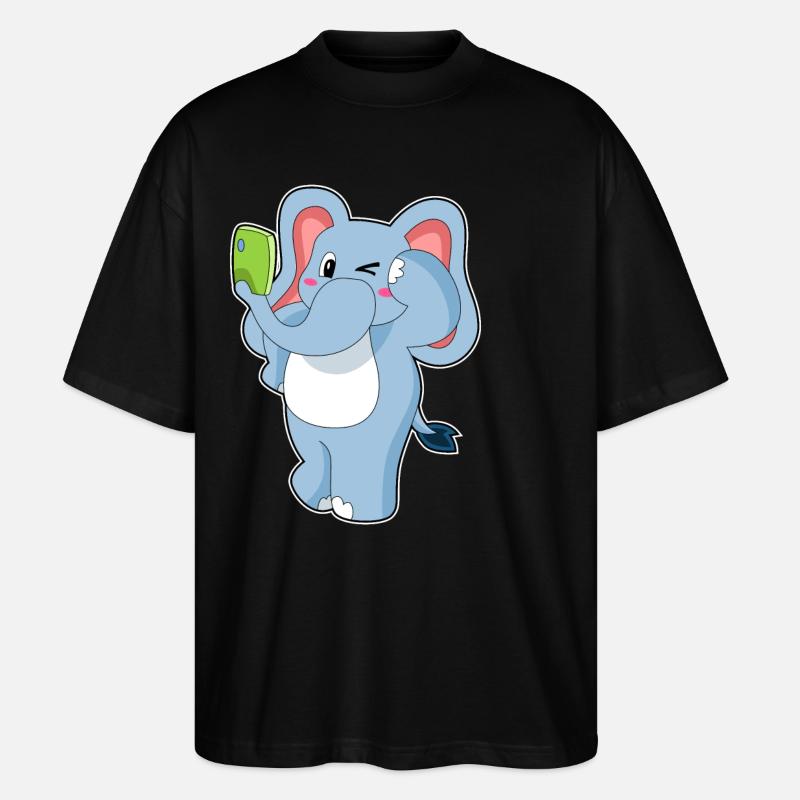 Téléphone portable éléphant - T-shirt bio Blaster 2.0 coupe oversize Stanley/Stella Unisexe - noir