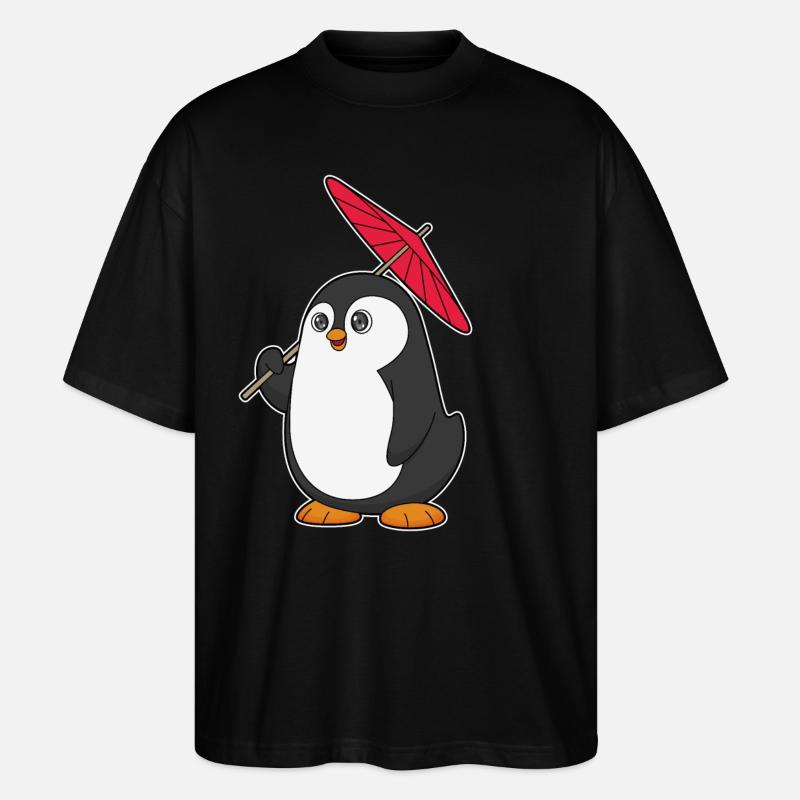 Pinguin Regenschirm - Stanley/Stella Oversized Unisex Bio T-Shirt Blaster 2.0 - Schwarz