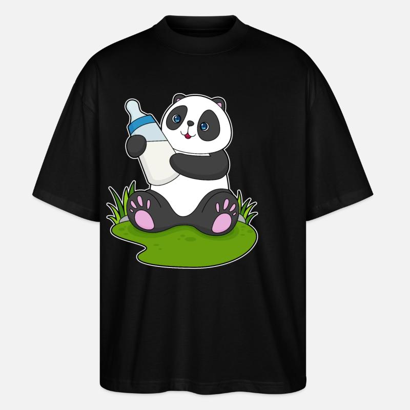 Bouteille de lait Panda - T-shirt bio Blaster 2.0 coupe oversize Stanley/Stella Unisexe - noir