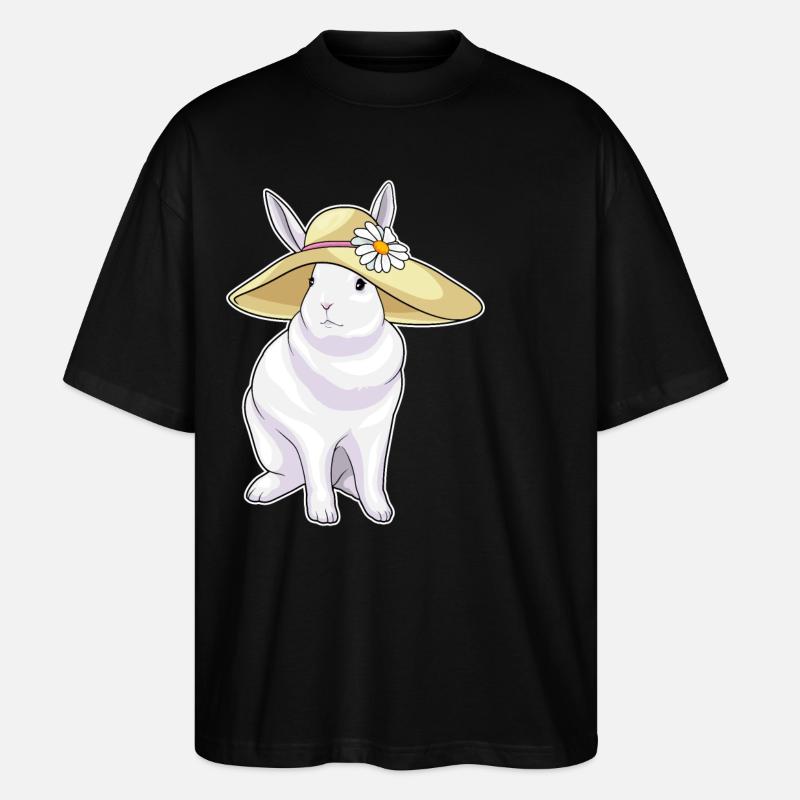 Rabbit Hat Flower - Stanley/Stella Oversized Unisex Organic T-shirt Blaster 2.0 - black