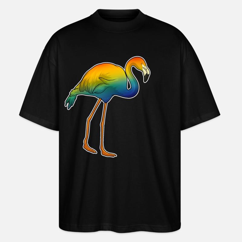 Flamant rose arc-en-ciel - T-shirt bio Blaster 2.0 coupe oversize Stanley/Stella Unisexe - noir