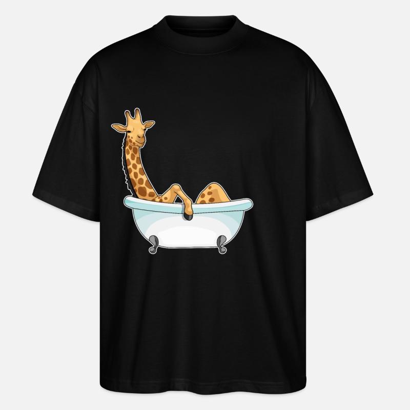 Giraffe Bath Bathtub - Stanley/Stella Oversized Unisex Organic T-shirt Blaster 2.0 - black