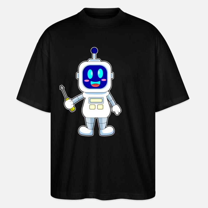 Roboter Handwerker Schraubenzieher - Stanley/Stella Oversized Unisex Bio T-Shirt Blaster 2.0 - Schwarz