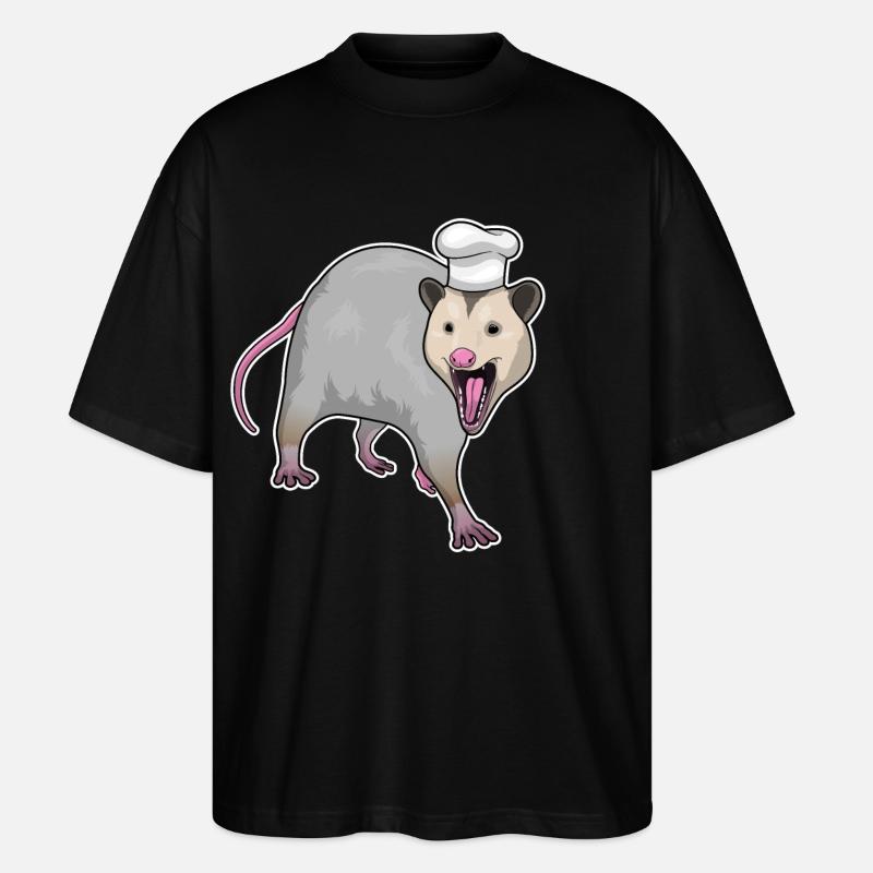 Marsupial Cook Chef's Hat - Stanley/Stella Oversized Unisex Organic T-shirt Blaster 2.0 - black