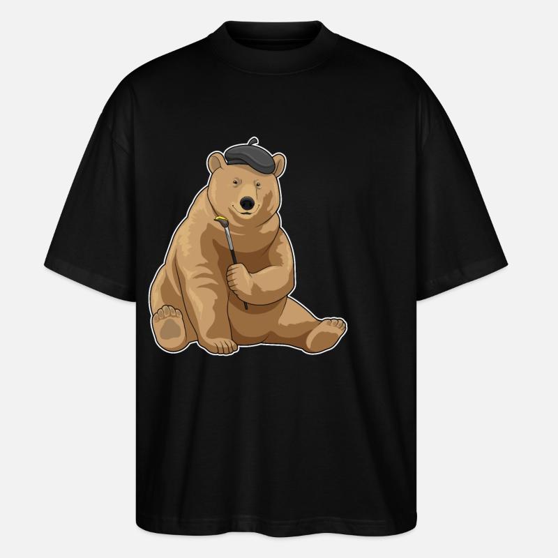 Bear Painter Brush - Stanley/Stella Oversized Unisex Organic T-shirt Blaster 2.0 - black