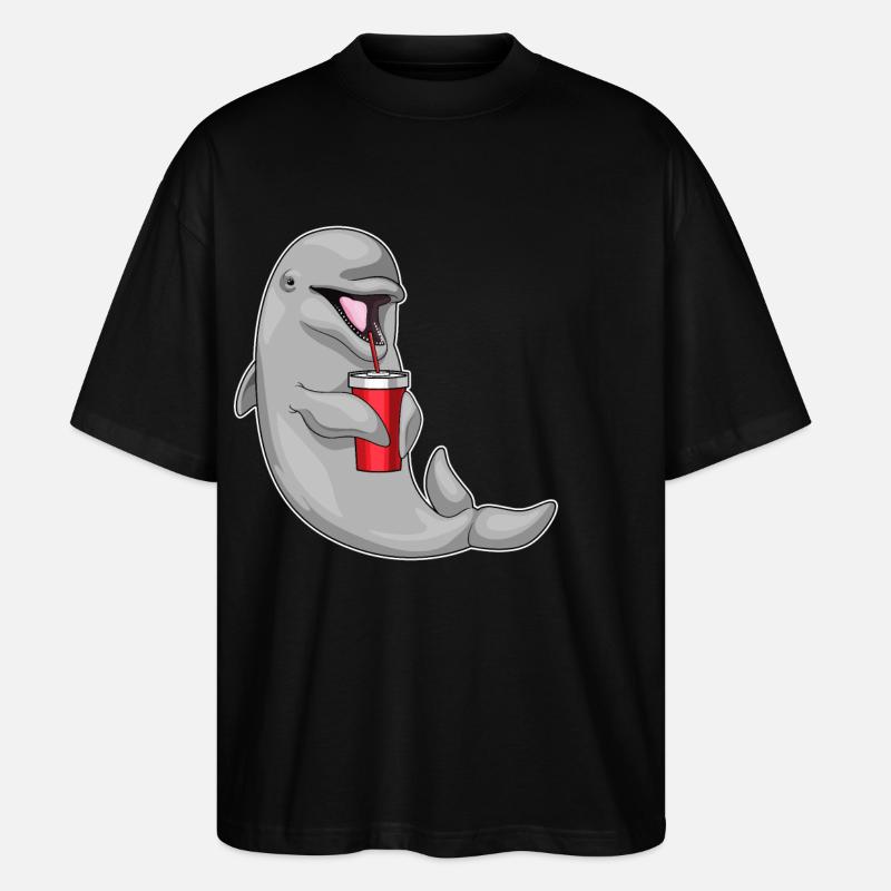 Dolphin drinking cup - Stanley/Stella Oversized Unisex Organic T-shirt Blaster 2.0 - black