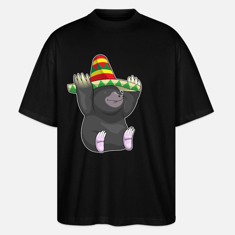 Mole Mexican Hat - Stanley/Stella Oversized Unisex Organic T-shirt Blaster 2.0 - black