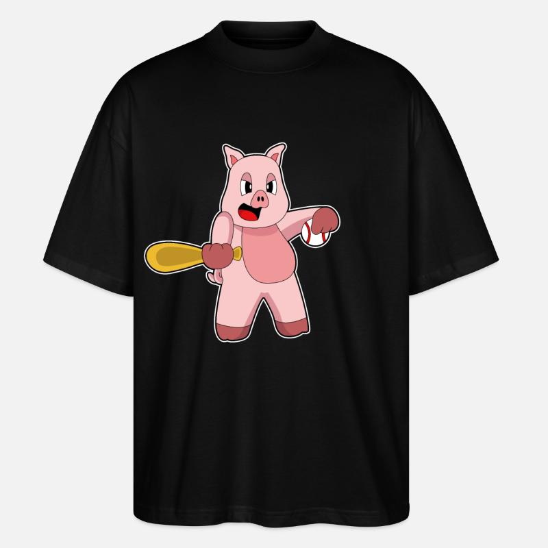 Pig Baseball Batte - T-shirt bio Blaster 2.0 coupe oversize Stanley/Stella Unisexe - noir