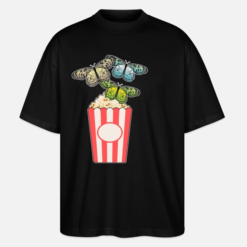 Maïs soufflé papillon - T-shirt bio Blaster 2.0 coupe oversize Stanley/Stella Unisexe - noir