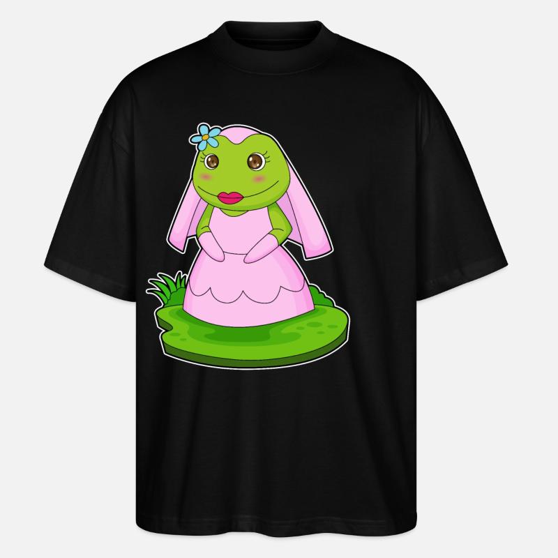 Frog Bride Flower Wedding - Stanley/Stella Oversized Unisex Organic T-shirt Blaster 2.0 - black
