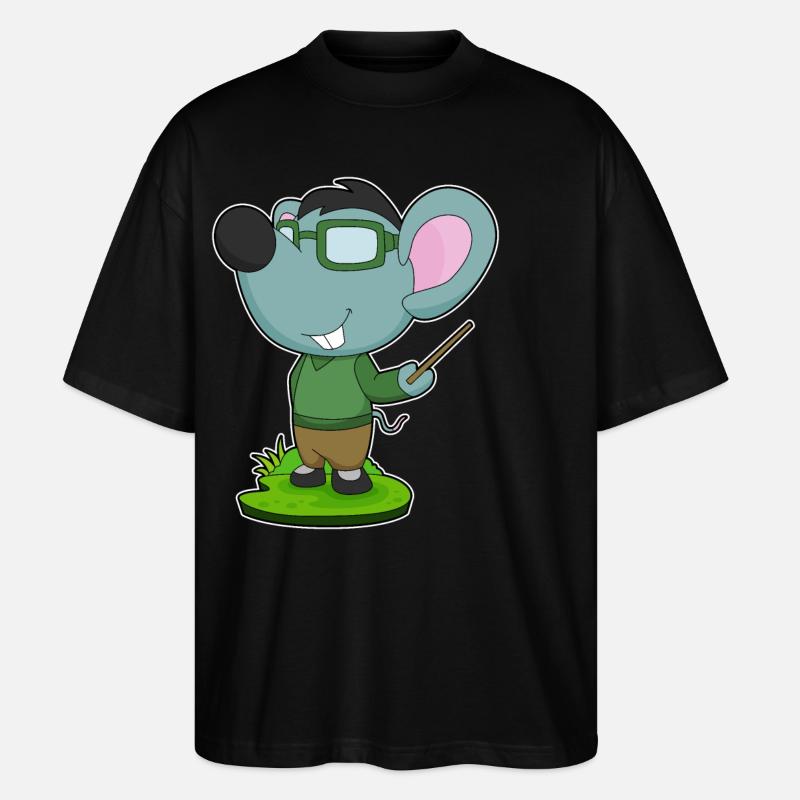 Mouse Teacher Pointer - Stanley/Stella Oversized Unisex Organic T-shirt Blaster 2.0 - black