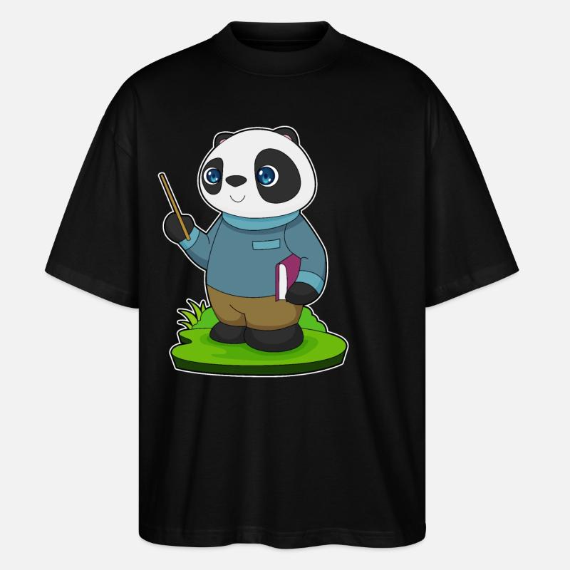Panda Lehrer Pointer - Stanley/Stella Oversized Unisex Bio T-Shirt Blaster 2.0 - Schwarz