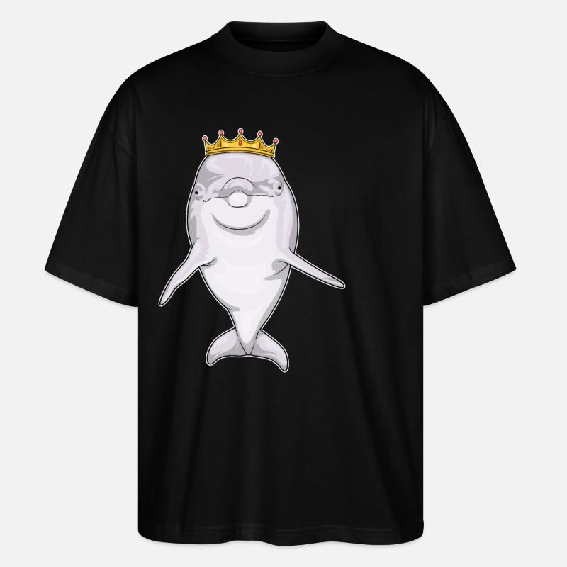 Dolphin Queen Crown - Stanley/Stella Oversized Unisex Organic T-shirt Blaster 2.0 - black