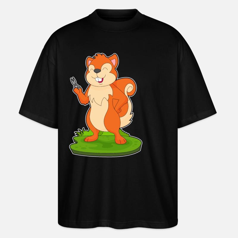 Écureuil Coiffeur Ciseaux - T-shirt bio Blaster 2.0 coupe oversize Stanley/Stella Unisexe - noir