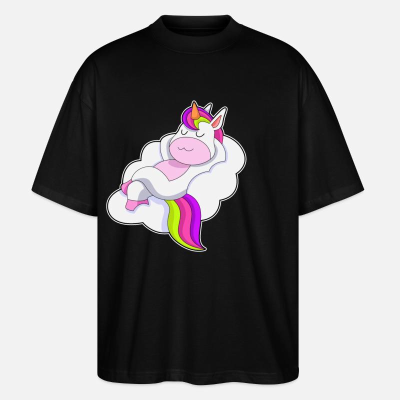 Einhorn Wolken - Stanley/Stella Oversized Unisex Bio T-Shirt Blaster 2.0 - Schwarz