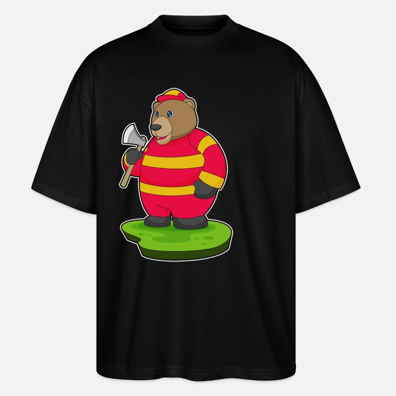 Hache de pompier ours - T-shirt bio Blaster 2.0 coupe oversize Stanley/Stella Unisexe - noir
